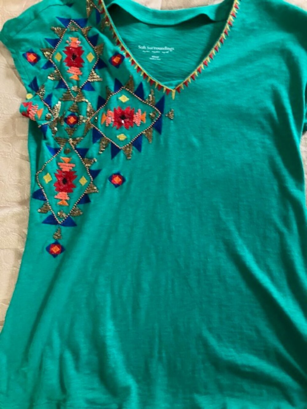Soft Surroundings Embroidered & Beaded Shirt